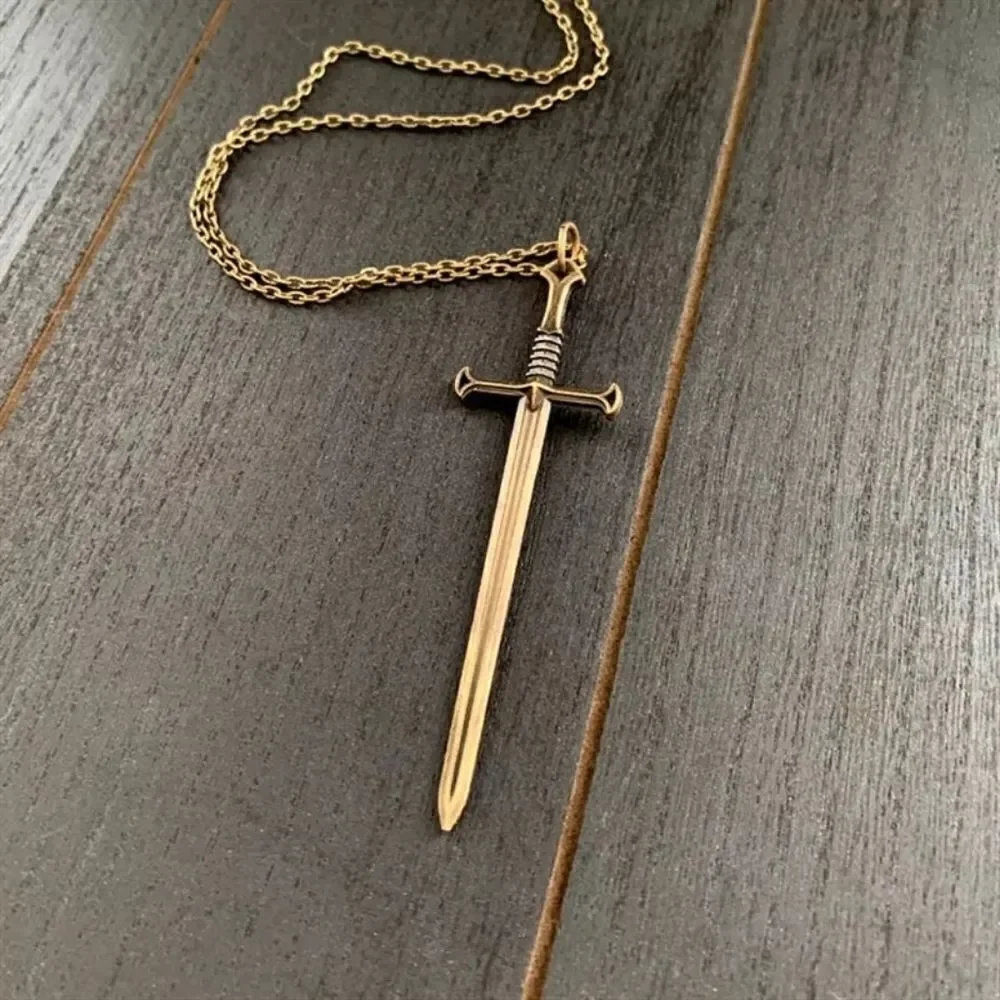 🗡 Brass Sword Pendant Necklace 🗡